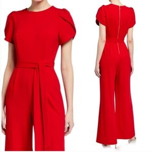 Calvin Klein Tulip Puff Sleeves red jumpsuit